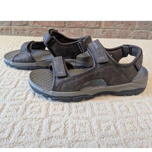 Skechers Sandals Mens Size 14 Brown Chocolate Relaxed Fit Tresmen Garo Sport